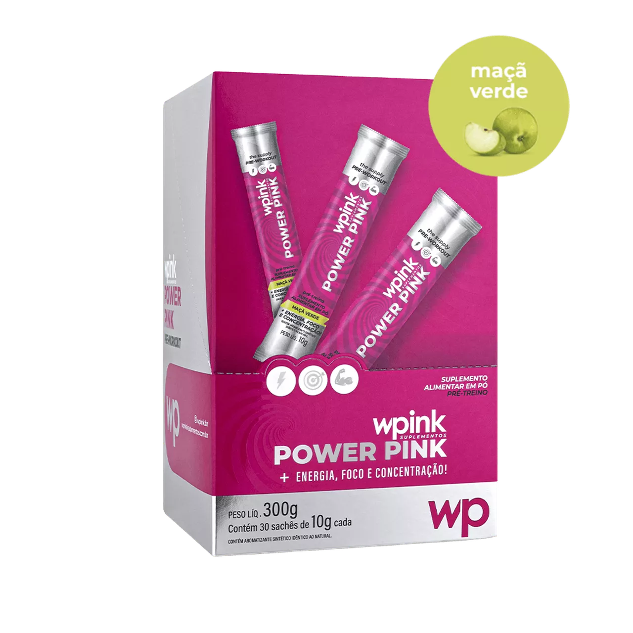 power pink de maçã verde - pré-treino – 300g - wp